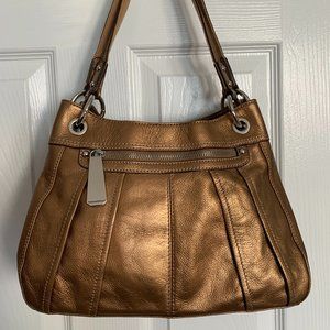 Tignanello metallic gold hand shoulder purse bag